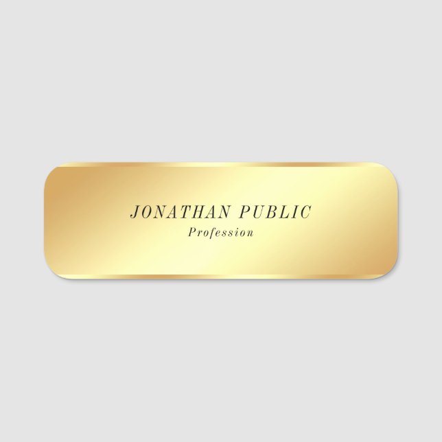 Glamour Gold Look Chic Italia Text Simple Modern Namensschild (Vorderseite)