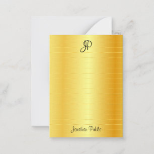 Glamour Gold Look Handwriting Script Monogram Mitteilungskarte