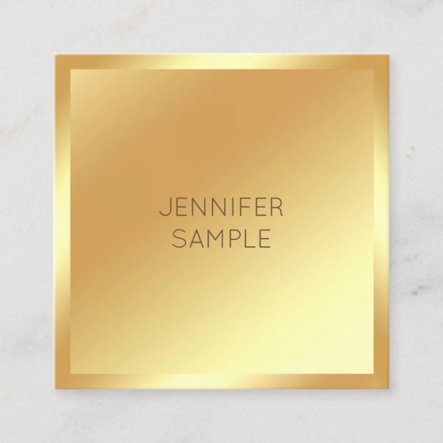 Glamour Gold Look Moderne einfache Chic Vorlage Quadratische Visitenkarte (Vorderseite)