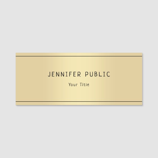 Glamour Gold Look Moderne elegante Vorlage Trendy Namensschild (Vorderseite)