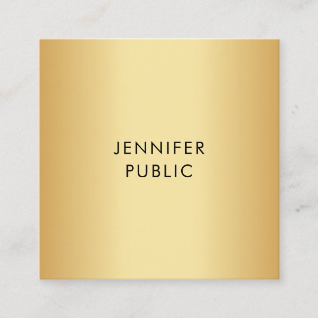 Glamour Gold Look Moderne Minimalistische Vorlage Quadratische Visitenkarte (Vorderseite)