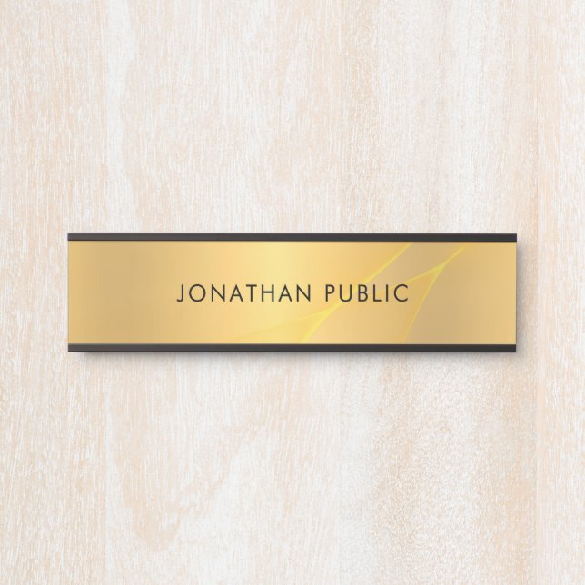 Glamour Gold Minimalistische Vorlage Elegante Mode Türschild (Vorderseite )