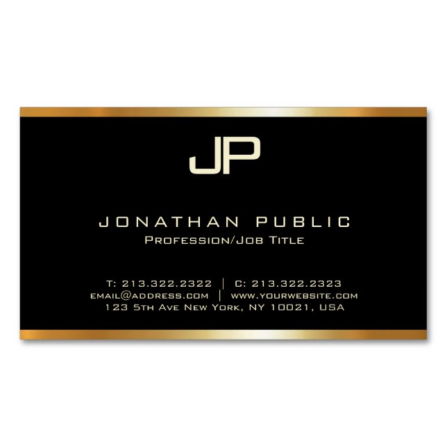 Glamour Gold Monogram Modern Elegant Template Magnetische Visitenkarte (Vorderseite)