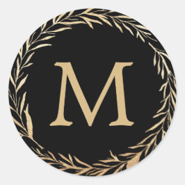Glamour Gold Monogram Runder Aufkleber