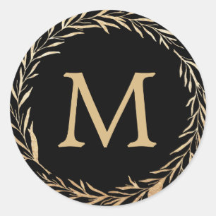 Glamour Gold Monogram Runder Aufkleber