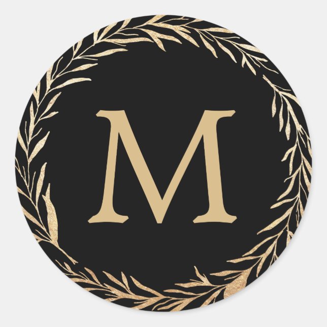 Glamour Gold Monogram Runder Aufkleber (Vorderseite)