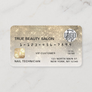 Glamour Gold Sequel Glitzer Credit Card Logo Visitenkarte