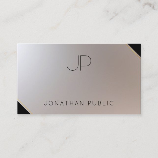 Glamour Gold Silver Elegante Monogram Modern Visitenkarte (Vorderseite)