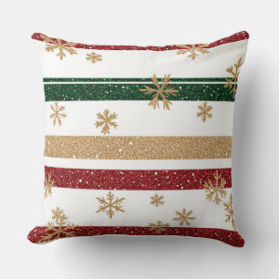 Glamour Gold Snowflake Streifen Kissen