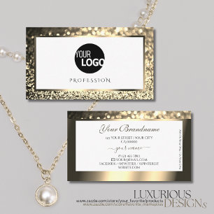 Glamour Gold Sparkle Glitzer Logo Elegant Weiß Visitenkarte