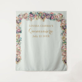 Glamour Gold Sparky Peony Quinceanera Wandteppich