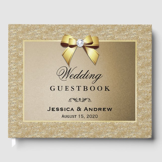 Glamour Gold & Stylish Gem Wedding Gästebuch (Vorderseite)