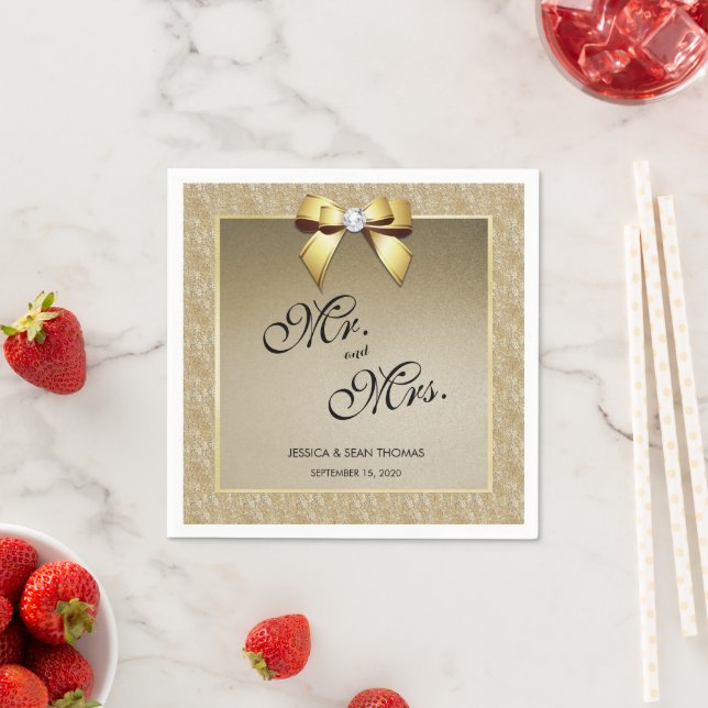 Glamour Gold & Stylish Gem Wedding Serviette (Beispiel)