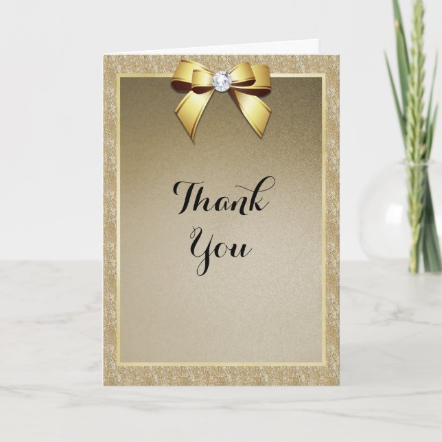 Glamour Gold & Stylish Gem Wedding Vielen Dank Dankeskarte (Vorderseite)