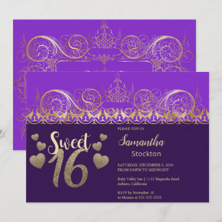 Glamour Gold Sweet 16 Einladung