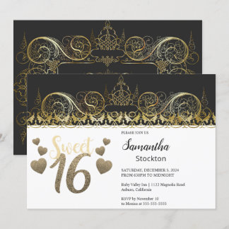 Glamour Gold Sweet 16 Einladung