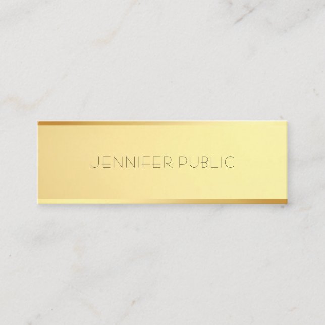 Glamour Gold Template Elegantes Minimalistisches D Mini Visitenkarte (Vorderseite)