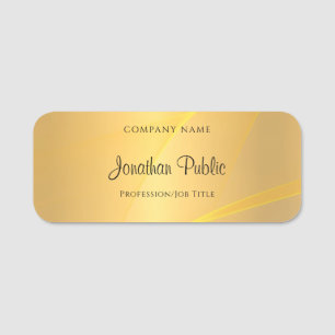 Glamour Gold Template Handwriting Script Elegant Namensschild