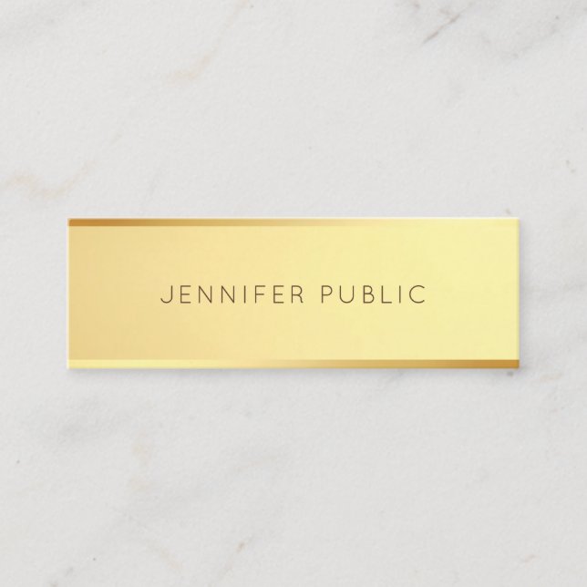 Glamour Gold Template Trendy Elegant Minimalistisc Mini Visitenkarte (Vorderseite)