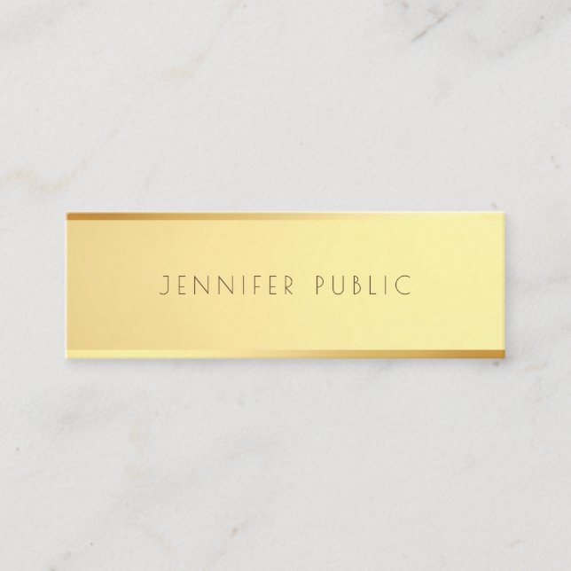 Glamour Gold Trendy Elegante Minimalistische Vorla Mini Visitenkarte (Vorderseite)