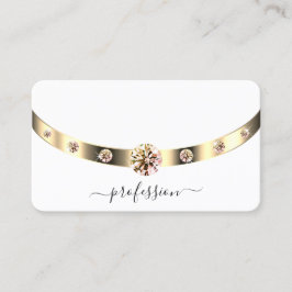 Glamour Gold und White Shimmerly Rhinestones Visitenkarte