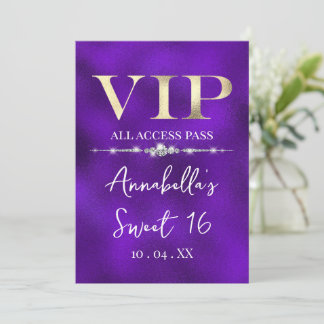 Glamour Gold VIP auf Lila Einladung