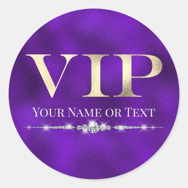 Glamour Gold VIP auf Lila Runder Aufkleber (Vorderseite)