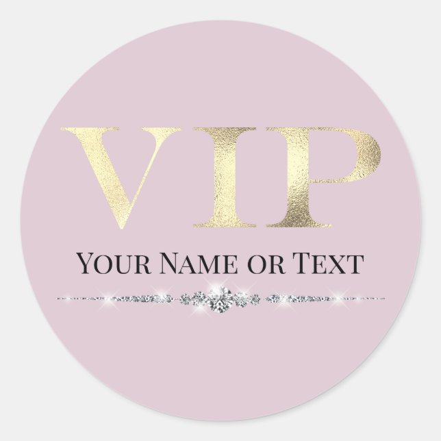 Glamour Gold VIP auf rosa Runder Aufkleber (Vorderseite)