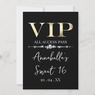 Glamour Gold VIP auf schwarz Einladung