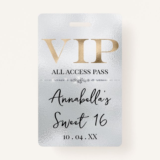 Glamour Gold VIP auf Silber Ausweis (Vorderseite)
