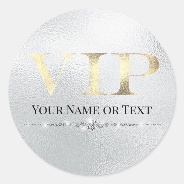 Glamour Gold VIP auf Silber Runder Aufkleber (Vorderseite)