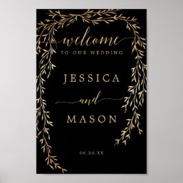 Glamour Gold Wedding Willkommenszeichen Poster