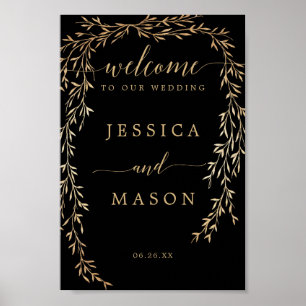 Glamour Gold Wedding Willkommenszeichen Poster