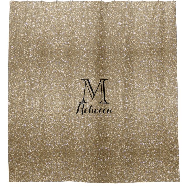 Glamour Golden Glitz Bokeh beleuchtet GoldGlitzer Duschvorhang (Vorderseite)