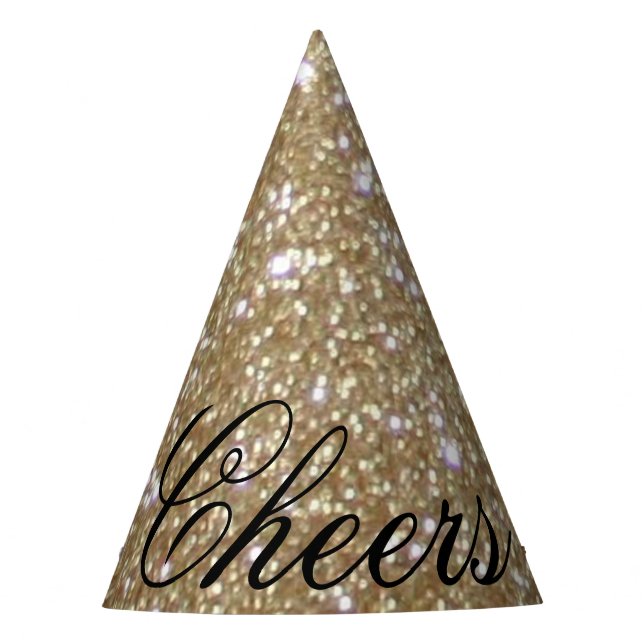 Glamour Golden Glitz Bokeh beleuchtet GoldGlitzer Partyhütchen (Vorderseite)