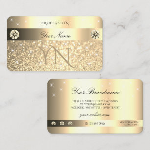 Glamour Golden Glitzer Sparklingsterne Initialen Visitenkarte