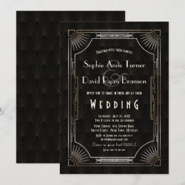 Glamour Great Gatsby Gold Art Deco Hochzeit Einladung