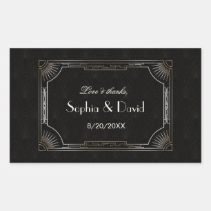 Glamour Great Gatsby Gold Art Deco Hochzeit Rechteckiger Aufkleber