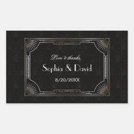 Glamour Great Gatsby Gold Art Deco Hochzeit Rechteckiger Aufkleber