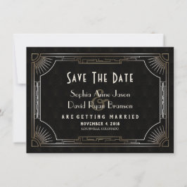 Glamour Great Gatsby Gold Art Deco Hochzeit Save The Date