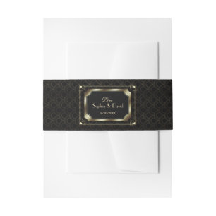Glamour Great Gatsby Gold Black Art Deco Hochzeit Einladungsbanderole