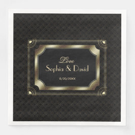 Glamour Great Gatsby Gold Black Art Deco Hochzeit Serviette