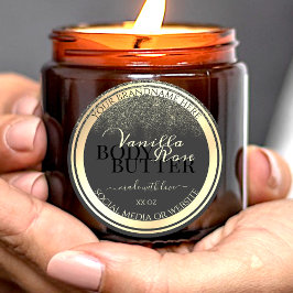 Glamour Grey Product Packaging Labels Gold Frame Runder Aufkleber