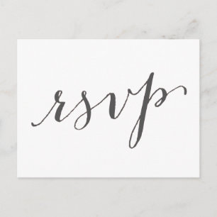 Glamour gris foncé Carte postale RSVP de mariage