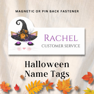 Glamour Halloween Hexenkatze Personalisierter Name Namensschild