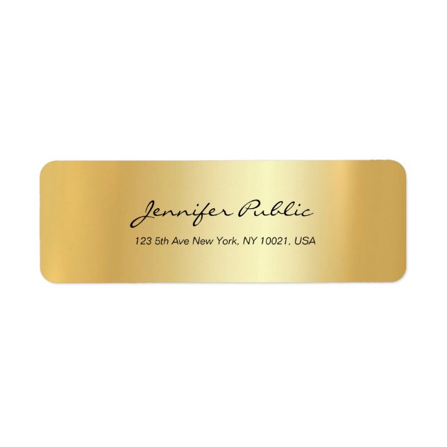 Glamour Hand Script Simple Gold Top-Rücksendeadres (Vorne)