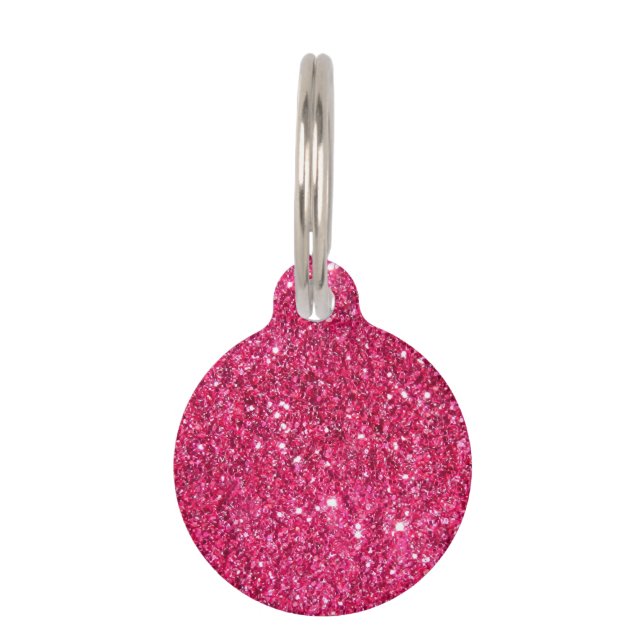 Glamour-heißes Rosa-Glitzer Haustiermarke (Vorderseite)