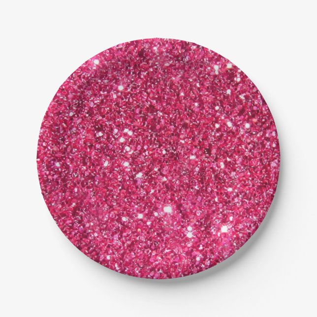 Glamour-heißes Rosa-Glitzer Pappteller (Vorderseite)