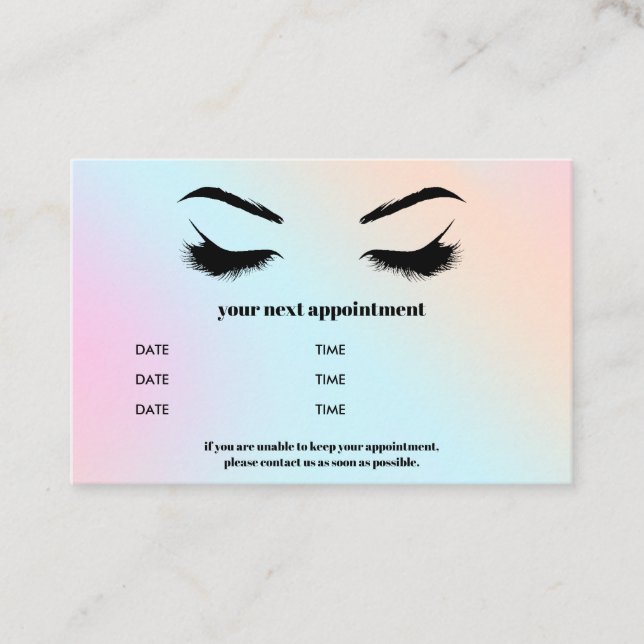 Glamour Holographic Browbar Eyelash Luxury Visitenkarte (Vorderseite)