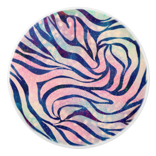 Glamour Holographic Glitzer Blue Zebra Stripes Keramikknauf